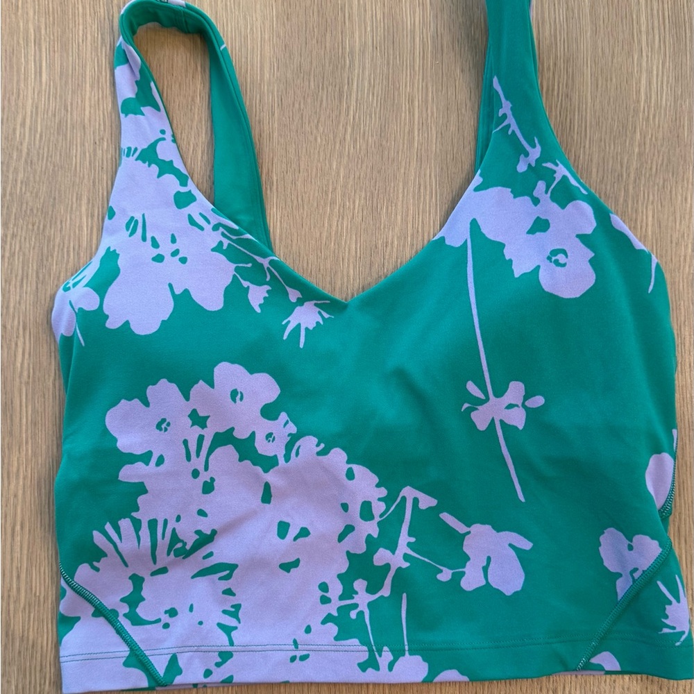 lululemon athletica Green and Lavender Floral Tank Top